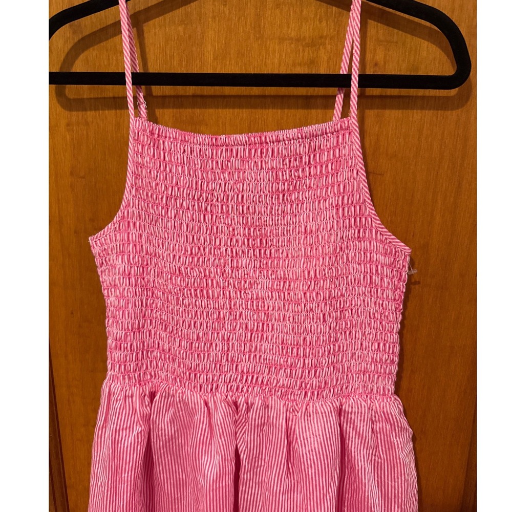 THML dress Large smocked pink white‎ stripe sleeveless layering girlhood beach - Picture 2 of 8